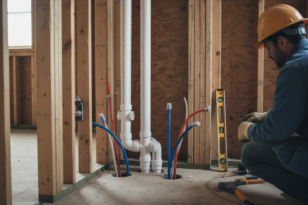 Drain and supply rough-in during Leak Detection in Lima